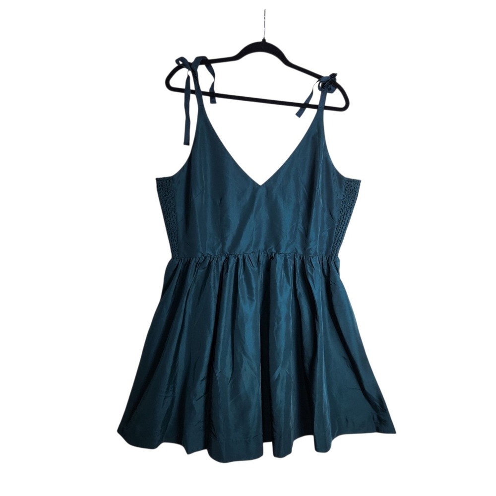 Old Navy The Occasion Teal Blue Tie Shoulder Smocked Fit Flare Mini Dress XL NWT